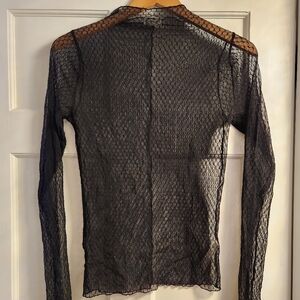 NWOT FREE PEOPLE Intimately Black Sheer Long Sleeved Top w/ Mock Neck Medium
